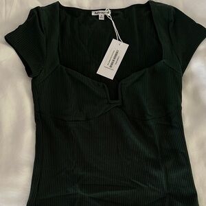 Dark green Ribbed Top